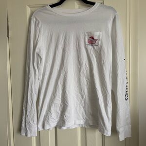 Vineyard Vines White Long-Sleeve Pocket Tee with Logo